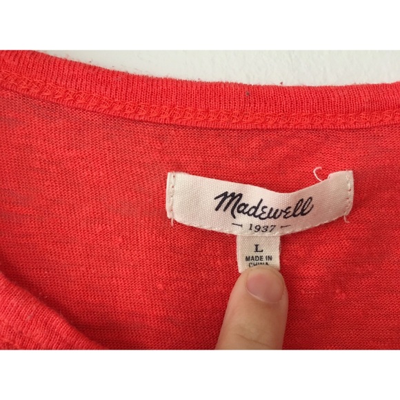 Madewell Linen Raglan Long Sleeve Tee Red L - Picture 2 of 2